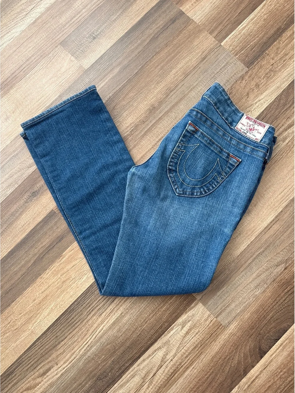 True Religion Jeans Womens 29 Made in USA Horseshoe Straight Leg Blue Denim